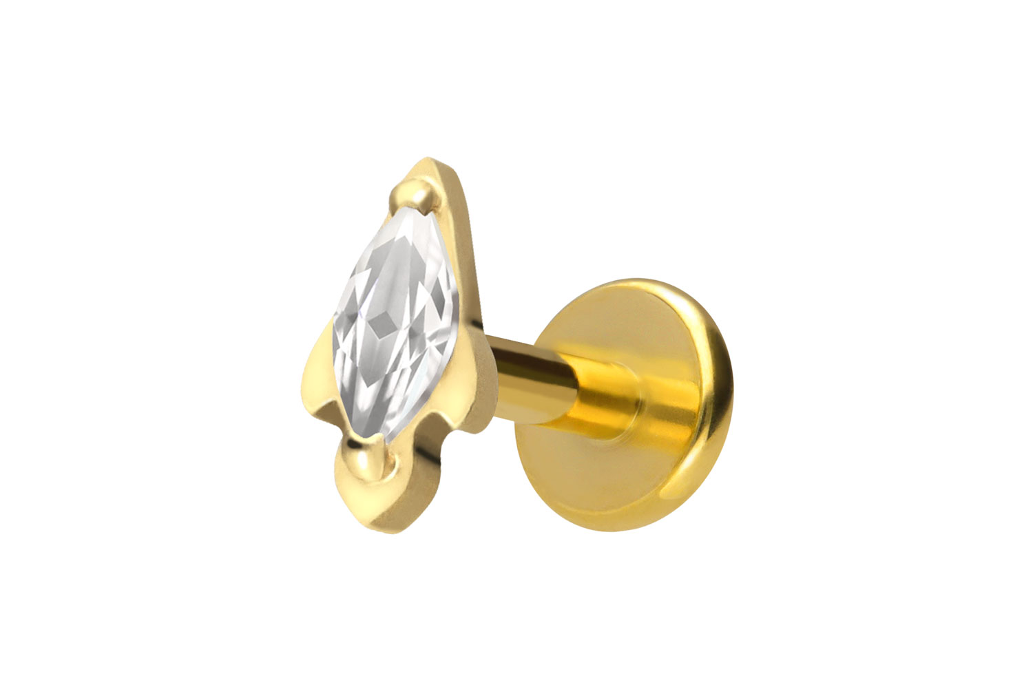 Titan Labret Piercing mit Innengewinde KRISTALLRAKETE